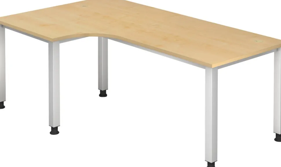 Hammerbacher Q Series VQS Hoekbureau Rechthoekig Ahorn 4 metalen poten 2.000 (B) x 1.200 (D) x 810 (H) mm Spaanplaat, Staal