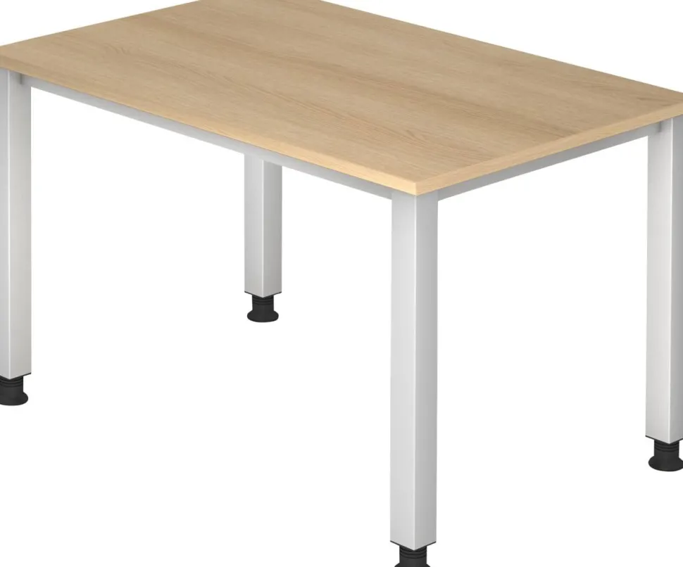 Hammerbacher Q Series VQS Hoogteverstelbaar Bureau Rechthoekig Eiken 4 metalen poten 1.200 (B) x 800 (D) x 810 (H) mm Spaanplaat, Staal