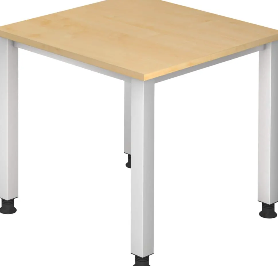 Hammerbacher Q Series VQS Hoogteverstelbaar Bureau Rechthoekig Ahorn 4 metalen poten 800 (B) x 800 (D) x 810 (H) mm Spaanplaat, Staal