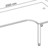 Hammerbacher Q Series VQS Hoekbureau Hoek Beuken 4 metalen poten 2.000 (B) x 1.200 (D) x 810 (H) mm Spaanplaat, Staal