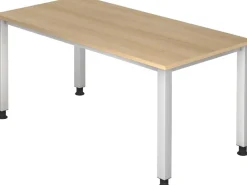 Hammerbacher Q Series VQS Hoogteverstelbaar Bureau Rechthoekig Eiken 4 metalen poten 1.600 (B) x 800 (D) x 810 (H) mm Spaanplaat, Staal