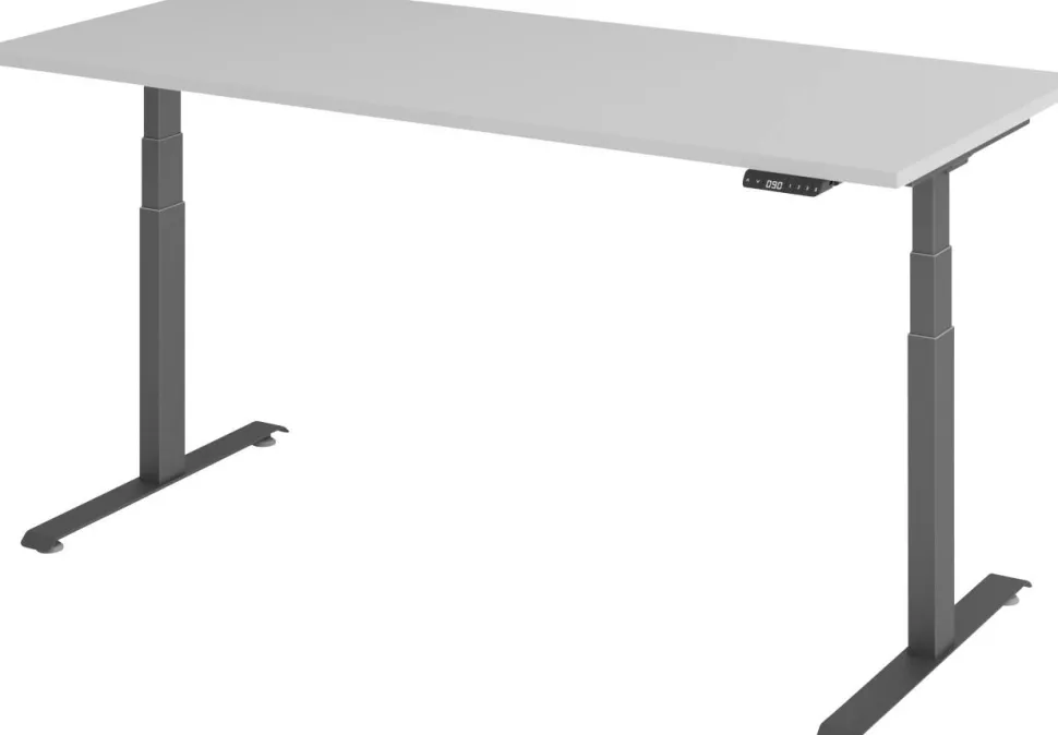 Hammerbacher Rechthoekig Zit-sta-bureau 1.600 x 800 x 1.295 x 645 - 1.295 Hout, Metaal Lichtgrijs