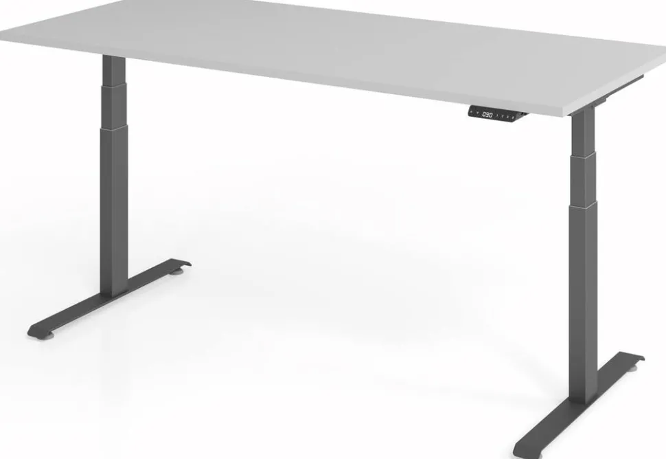 Hammerbacher Rechthoekig Zit-sta-bureau 1.800 x 800 x 1.295 x 645 - 1.295 Hout, Metaal Lichtgrijs