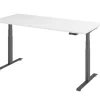 Hammerbacher Rechthoekig Zit-sta-bureau 1.800 x 800 x 1.295 x 645 - 1.295 Hout, Metaal Wit