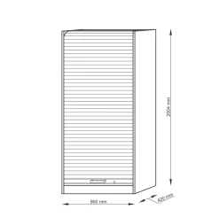 Hammerbacher Roldeurkast SET90 Grijs, zilver 900 x 400 x 2.004 mm