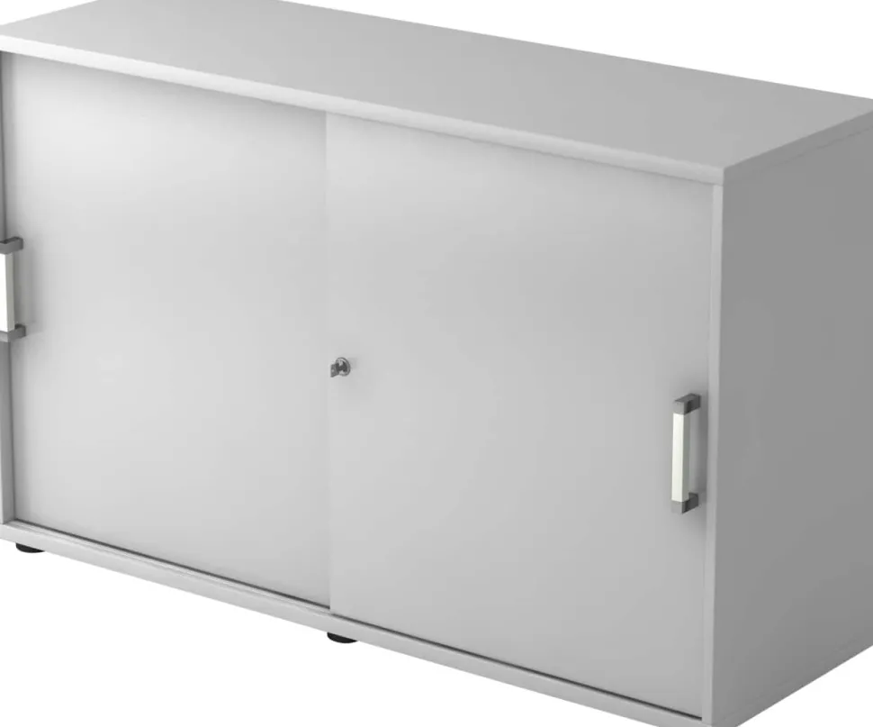 Hammerbacher Schuifdeurkast Spaanplaat 1 Plank Afsluitbaar 1.200 x 400 x 748 mm Grijs