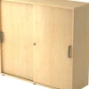Hammerbacher Schuifdeurkast Spaanplaat 2 Planken Afsluitbaar 1.200 x 400 x 1.100 mm Ahorn Bruin