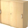 Hammerbacher Schuifdeurkast Spaanplaat 2 Planken Afsluitbaar 1.200 x 400 x 1.100 mm Ahorn Bruin
