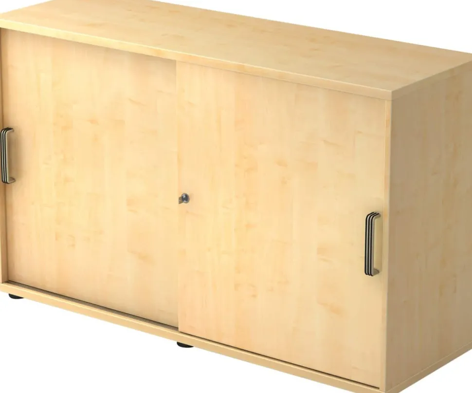 Hammerbacher Schuifdeurkast Spaanplaat 1 Plank Afsluitbaar 1.200 x 400 x 748 mm Ahorn Bruin