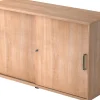 Hammerbacher Schuifdeurkast Spaanplaat 1 Plank Afsluitbaar 1.200 x 400 x 748 mm Walnoot Bruin