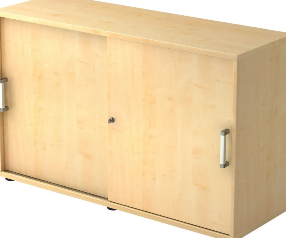 Hammerbacher Schuifdeurkast Spaanplaat 1 Plank Afsluitbaar 1.200 x 400 x 748 mm Ahorn Bruin