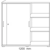 Hammerbacher Schuifdeurkast 2 Planken Afsluitbaar 1.200 x 400 x 1.100 mm Wit