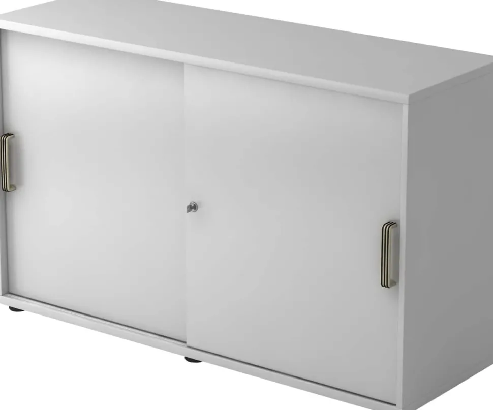Hammerbacher Schuifdeurkast Spaanplaat 1 Plank Afsluitbaar 1.200 x 400 x 748 mm Grijs