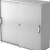 Hammerbacher Schuifdeurkast Spaanplaat 2 Planken Afsluitbaar 1.200 x 400 x 1.100 mm Grijs