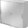 Hammerbacher Schuifdeurkast 2 Planken Afsluitbaar 1.200 x 400 x 1.100 mm Wit, zilver