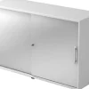 Hammerbacher Schuifdeurkast Spaanplaat 1 Plank Afsluitbaar 1.200 x 400 x 748 mm Wit, zilver