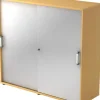 Hammerbacher Schuifdeurkast Spaanplaat 2 Planken Afsluitbaar 1.200 x 400 x 1.100 mm Beuken Bruin, zilver