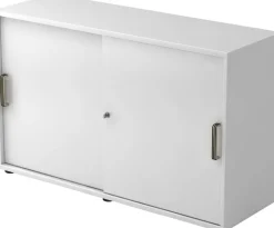 Hammerbacher Schuifdeurkast Spaanplaat 1 Plank Afsluitbaar 1.200 x 400 x 748 mm Wit