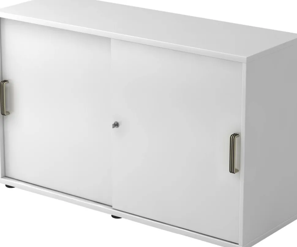 Hammerbacher Schuifdeurkast Spaanplaat 1 Plank Afsluitbaar 1.200 x 400 x 748 mm Wit