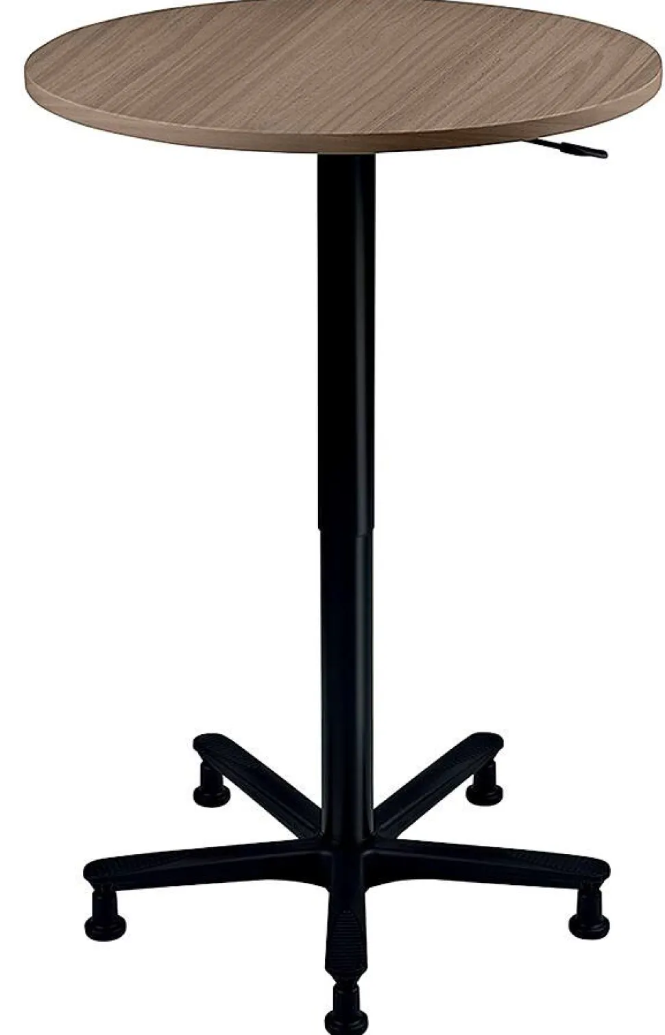 Hammerbacher VST Hoogteverstelbaar Statafel Vrije vorm Walnoot Stervoet metaal 800 (B) x 800 (D) x 1,140 (H) mm Spaanplaat, Kunststof, Aluminium