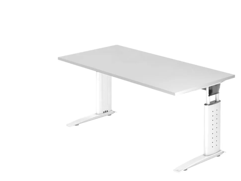 Hammerbacher VUS Hoogteverstelbaar Bureau Rechthoekig Wit C-Voet 1,600 (B) x 800 (D) x 860 (H) mm Spaanplaat, Staal