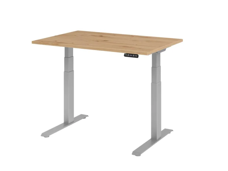 Hammerbacher VXDKB Elektrisch hoogteverstelbaar Zit-sta-bureau Eiken C-Voet 1.200 (B) x 800 (D) x 1.290 (H) mm Spaanplaat, Staal