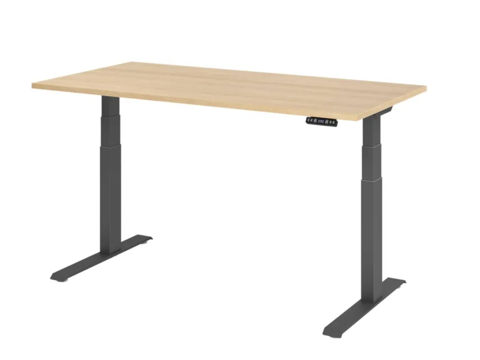 Hammerbacher VXDKB Elektrisch hoogteverstelbaar Zit-sta-bureau Eiken C-Voet 1.600 (B) x 800 (D) x 1.290 (H) mm Spaanplaat, Staal
