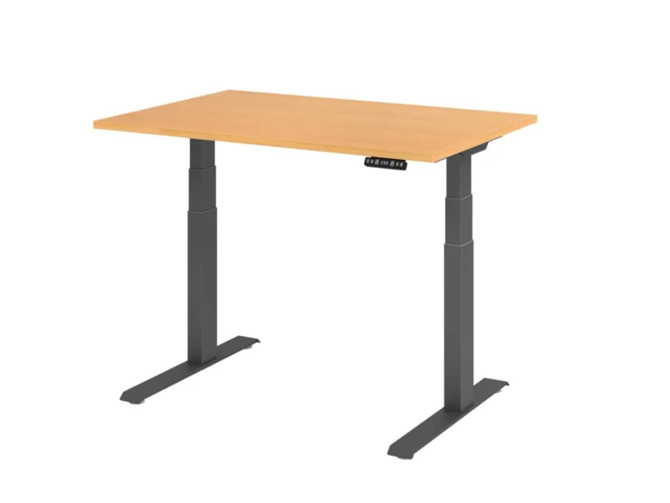 Hammerbacher VXDKB Elektrisch hoogteverstelbaar Zit-sta-bureau Beuken C-Voet 1.200 (B) x 800 (D) x 1.290 (H) mm Spaanplaat, Staal