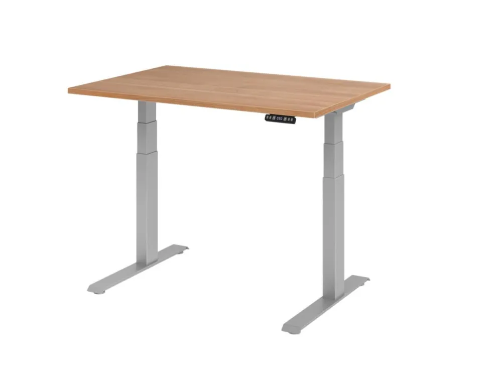 Hammerbacher VXDKB Elektrisch hoogteverstelbaar Zit-sta-bureau Walnoot C-Voet 1.200 (B) x 800 (D) x 1.290 (H) mm Spaanplaat, Staal