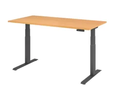 Hammerbacher VXDKB Elektrisch hoogteverstelbaar Zit-sta-bureau Beuken C-Voet 1.600 (B) x 800 (D) x 1.290 (H) mm Spaanplaat, Staal