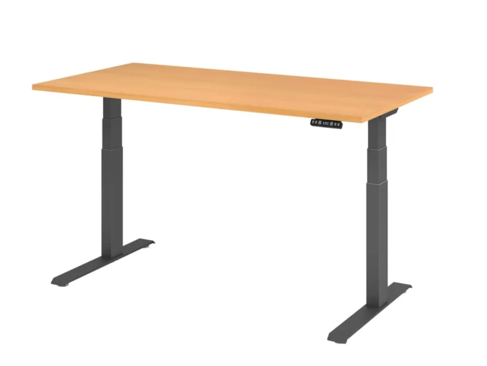 Hammerbacher VXDKB Elektrisch hoogteverstelbaar Zit-sta-bureau Beuken C-Voet 1.600 (B) x 800 (D) x 1.290 (H) mm Spaanplaat, Staal