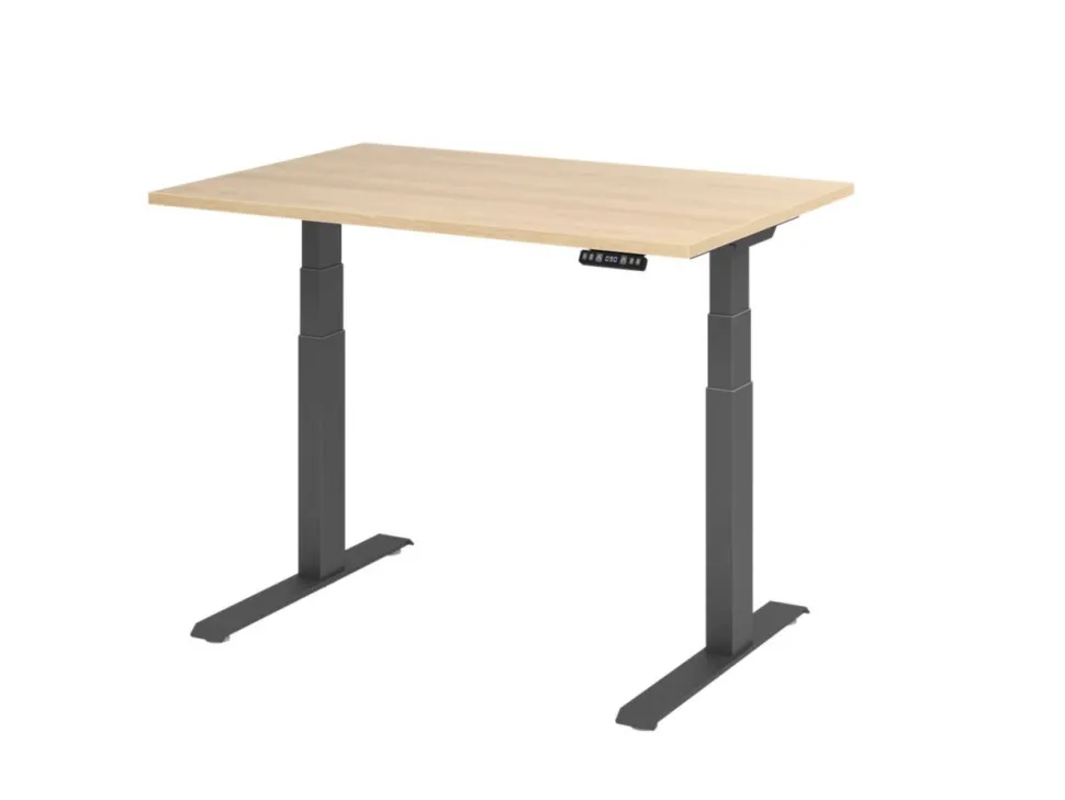 Hammerbacher VXDKB Elektrisch hoogteverstelbaar Zit-sta-bureau Eiken C-Voet 1.200 (B) x 800 (D) x 1.290 (H) mm Spaanplaat, Staal