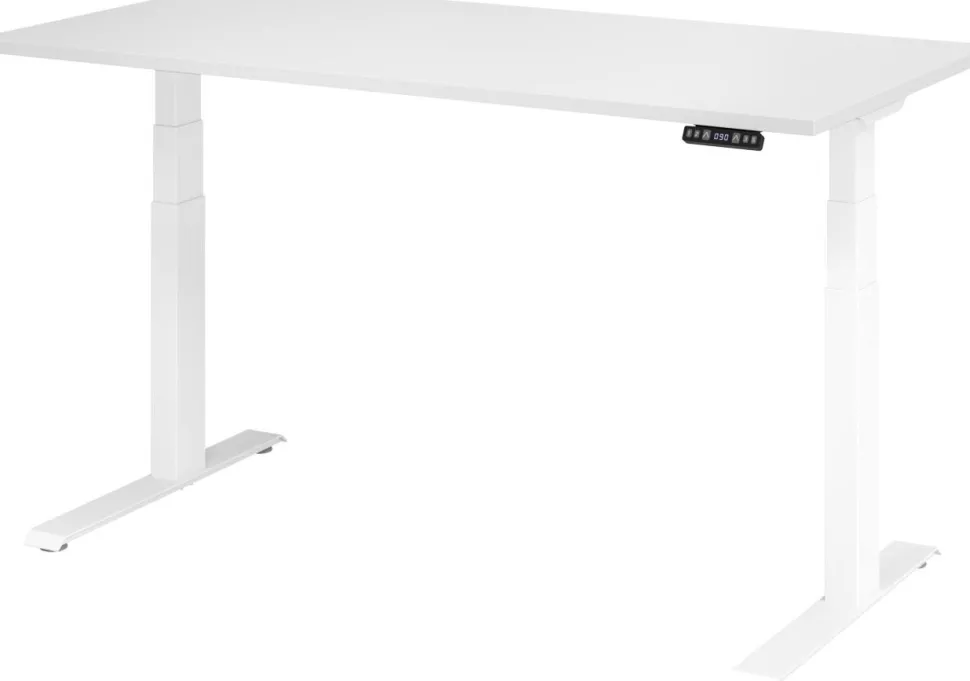 Hammerbacher VXDKB Elektrisch hoogteverstelbaar Zit-sta-bureau Wit C-Voet 1.600 (B) x 800 (D) x 1.290 (H) mm Spaanplaat, Staal