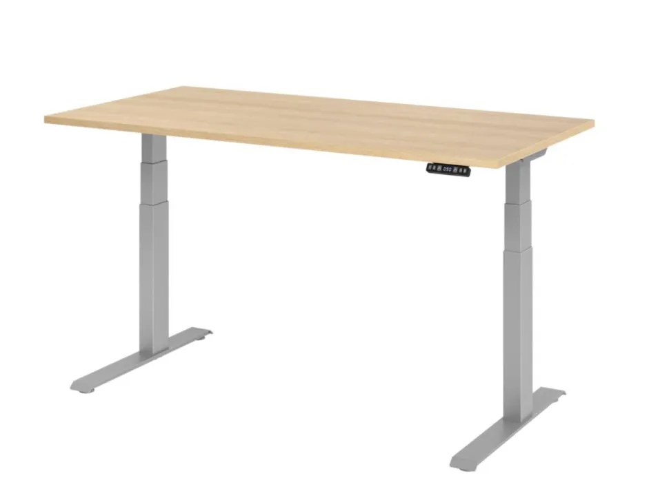 Hammerbacher VXDKB Elektrisch hoogteverstelbaar Zit-sta-bureau Eiken C-Voet 1.600 (B) x 800 (D) x 1.290 (H) mm Spaanplaat, Staal