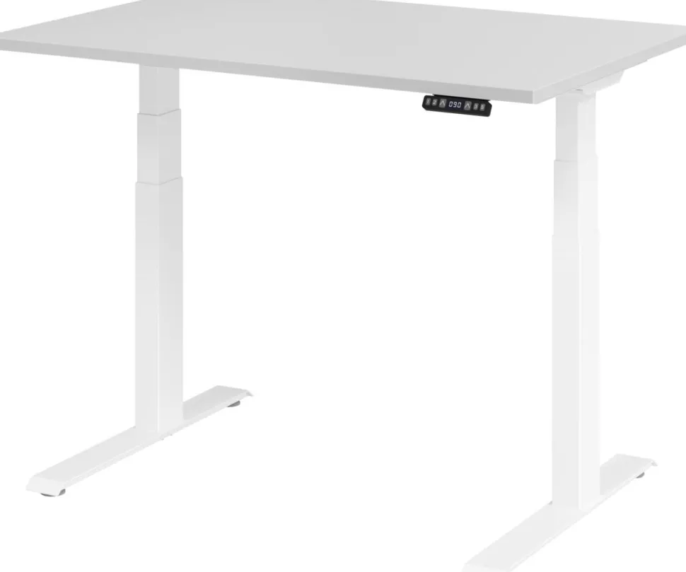 Hammerbacher VXDKB Elektrisch hoogteverstelbaar Zit-sta-bureau Grijs C-Voet 1.200 (B) x 800 (D) x 1.290 (H) mm Spaanplaat, Staal