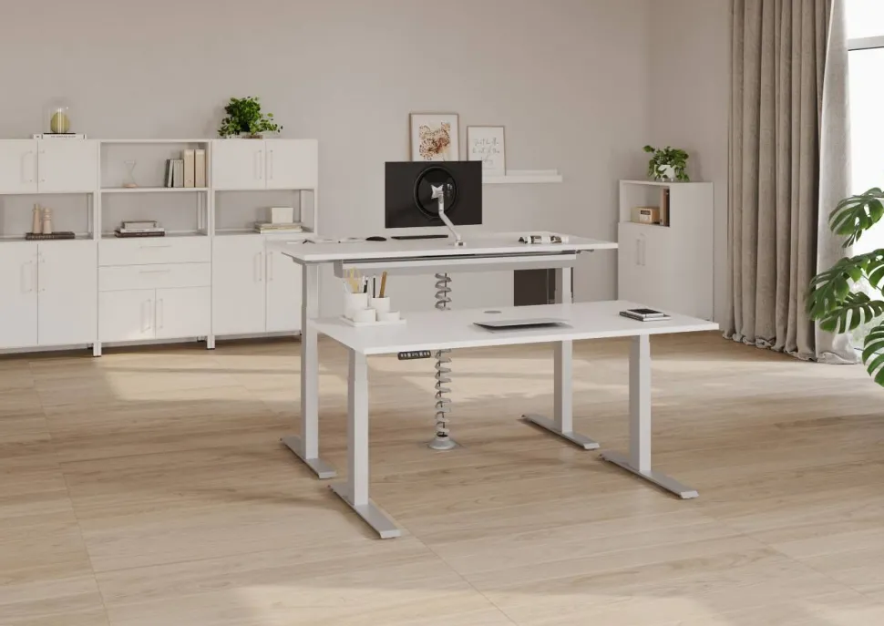 Hammerbacher VXDKB Elektrisch hoogteverstelbaar Zit-sta-bureau Eiken C-Voet 1.600 (B) x 800 (D) x 1.290 (H) mm Spaanplaat, Staal