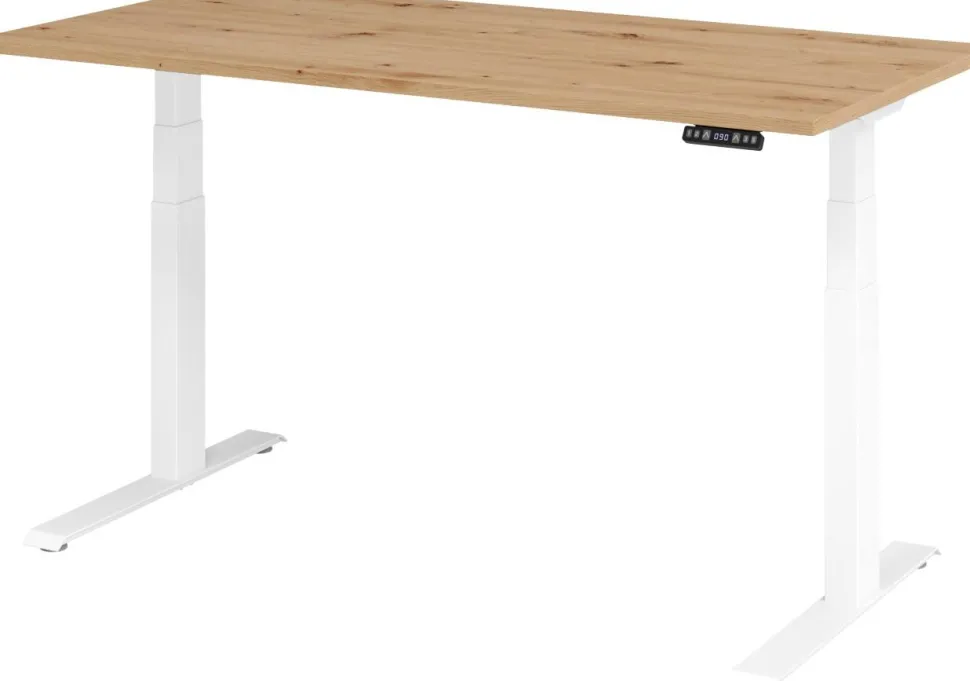 Hammerbacher VXDKB Elektrisch hoogteverstelbaar Zit-sta-bureau Eiken C-Voet 1.600 (B) x 800 (D) x 1.290 (H) mm Spaanplaat, Staal