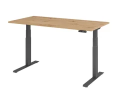Hammerbacher VXDKB Elektrisch hoogteverstelbaar Zit-sta-bureau Eiken C-Voet 1.600 (B) x 800 (D) x 1.290 (H) mm Spaanplaat, Staal