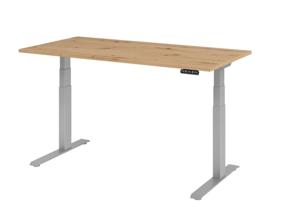 Hammerbacher VXDKB Elektrisch hoogteverstelbaar Zit-sta-bureau Eiken C-Voet 1.600 (B) x 800 (D) x 1.290 (H) mm Spaanplaat, Staal