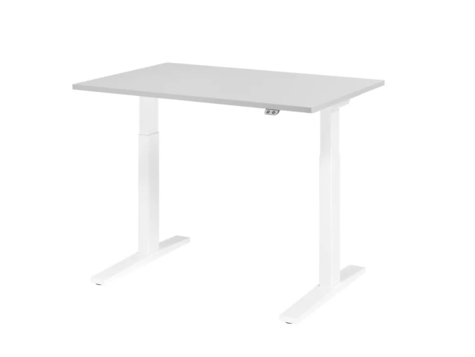Hammerbacher VXMKA Elektrisch hoogteverstelbaar Zit-sta-bureau Grijs C-Voet 1,200 (B) x 800 (D) x 1,200 (H) mm Spaanplaat, Staal