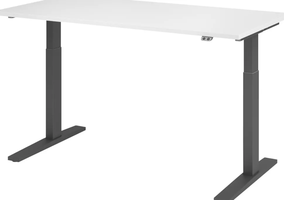 Hammerbacher VXMKA Elektrisch hoogteverstelbaar Zit-sta-bureau Wit C-Voet 1,600 (B) x 800 (D) x 1,200 (H) mm Spaanplaat, Staal