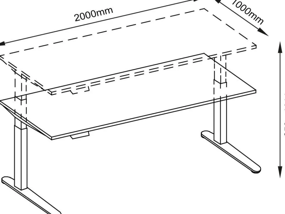 Hammerbacher XBHM VXBHM Elektrisch hoogteverstelbaar Zit-sta-bureau Rechthoekig Grijs C-Voet 2.000 (B) x 1.000 (D) x 1.290 (H) mm Spaanplaat, Staal, Aluminium