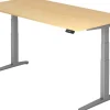 Hammerbacher XBHM VXBHM Elektrisch hoogteverstelbaar Zit-sta-bureau Rechthoekig Ahorn C-Voet 2.000 (B) x 1.000 (D) x 1.290 (H) mm Spaanplaat, Staal, Aluminium