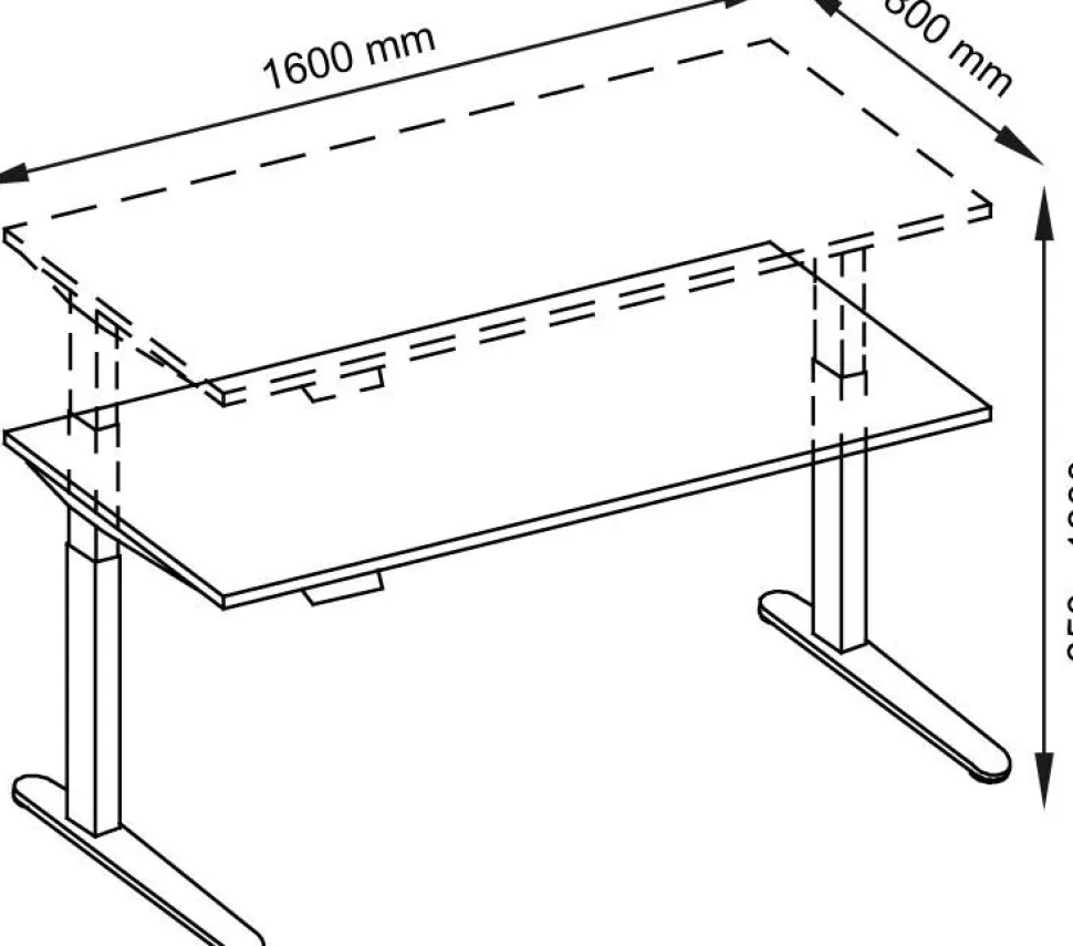 Hammerbacher XBHM VXBHM Elektrisch hoogteverstelbaar Zit-sta-bureau Rechthoekig Ahorn C-Voet 1.600 (B) x 800 (D) x 1.290 (H) mm Spaanplaat, Staal, Aluminium