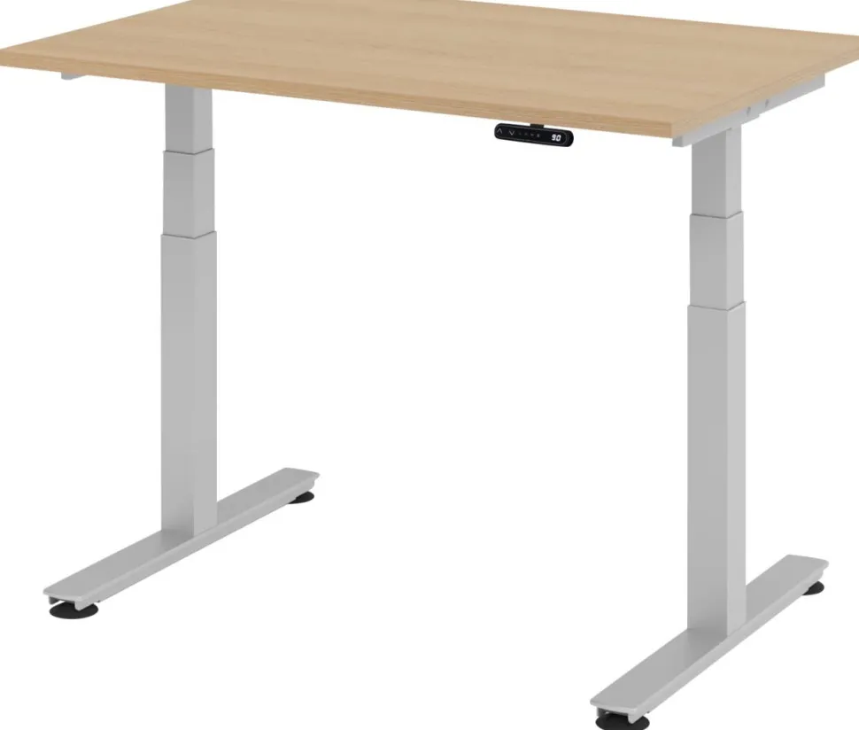 Hammerbacher XDSM VXDSM Elektrisch hoogteverstelbaar Zit-sta-bureau Rechthoekig Eiken T-Voet 1,200 (B) x 800 (D) x 1,270 (H) mm Spaanplaat, Staal