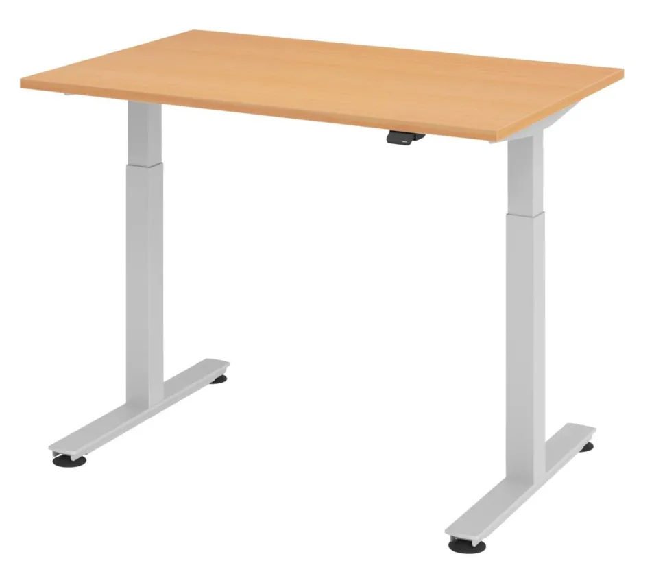 Hammerbacher XMST VXMST Elektrisch hoogteverstelbaar Zit-sta-bureau Rechthoekig Beuken T-Voet 1,200 (B) x 800 (D) x 1,200 (H) mm Spaanplaat, Staal