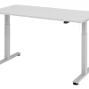 Hammerbacher XMST VXMST Elektrisch hoogteverstelbaar Zit-sta-bureau Rechthoekig Grijs T-Voet 1,600 (B) x 800 (D) x 1,200 (H) mm Spaanplaat, Staal
