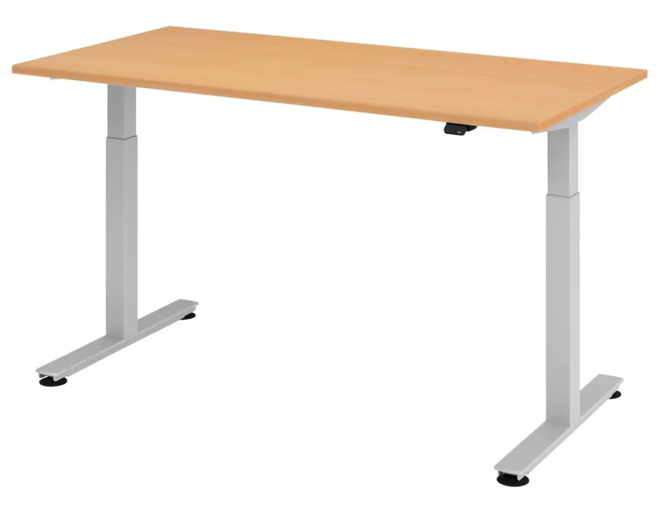 Hammerbacher XMST VXMST Elektrisch hoogteverstelbaar Zit-sta-bureau Rechthoekig Beuken T-Voet 1,600 (B) x 800 (D) x 1,200 (H) mm Spaanplaat, Staal