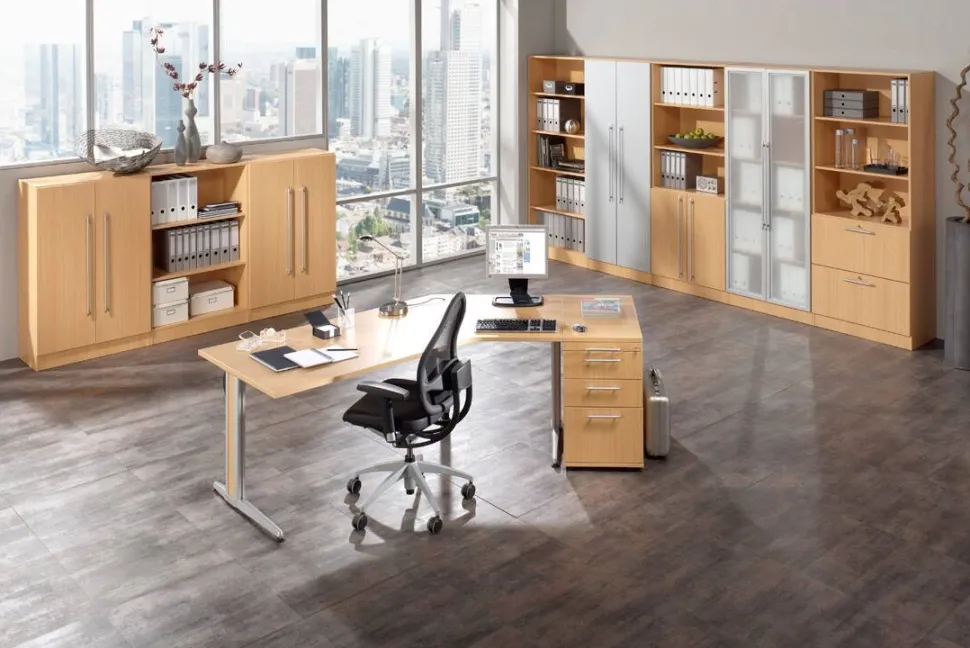 Hammerbacher XS-Serie Bureau Vierkant Beuken C-Voet 800 (B) x 800 (D) x 720 (H) mm Gemelamineerde spaanplaat