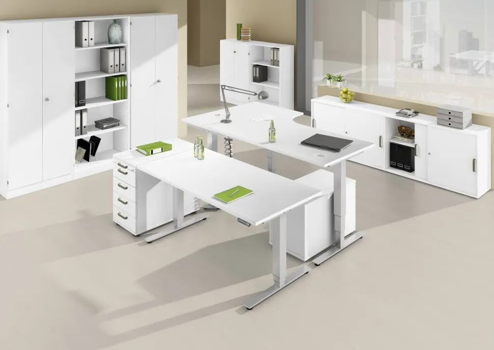 Hammerbacher Zit-sta bureau Ergonomic Aktiv XDSM Wit 1.600 x 800 x 635 mm